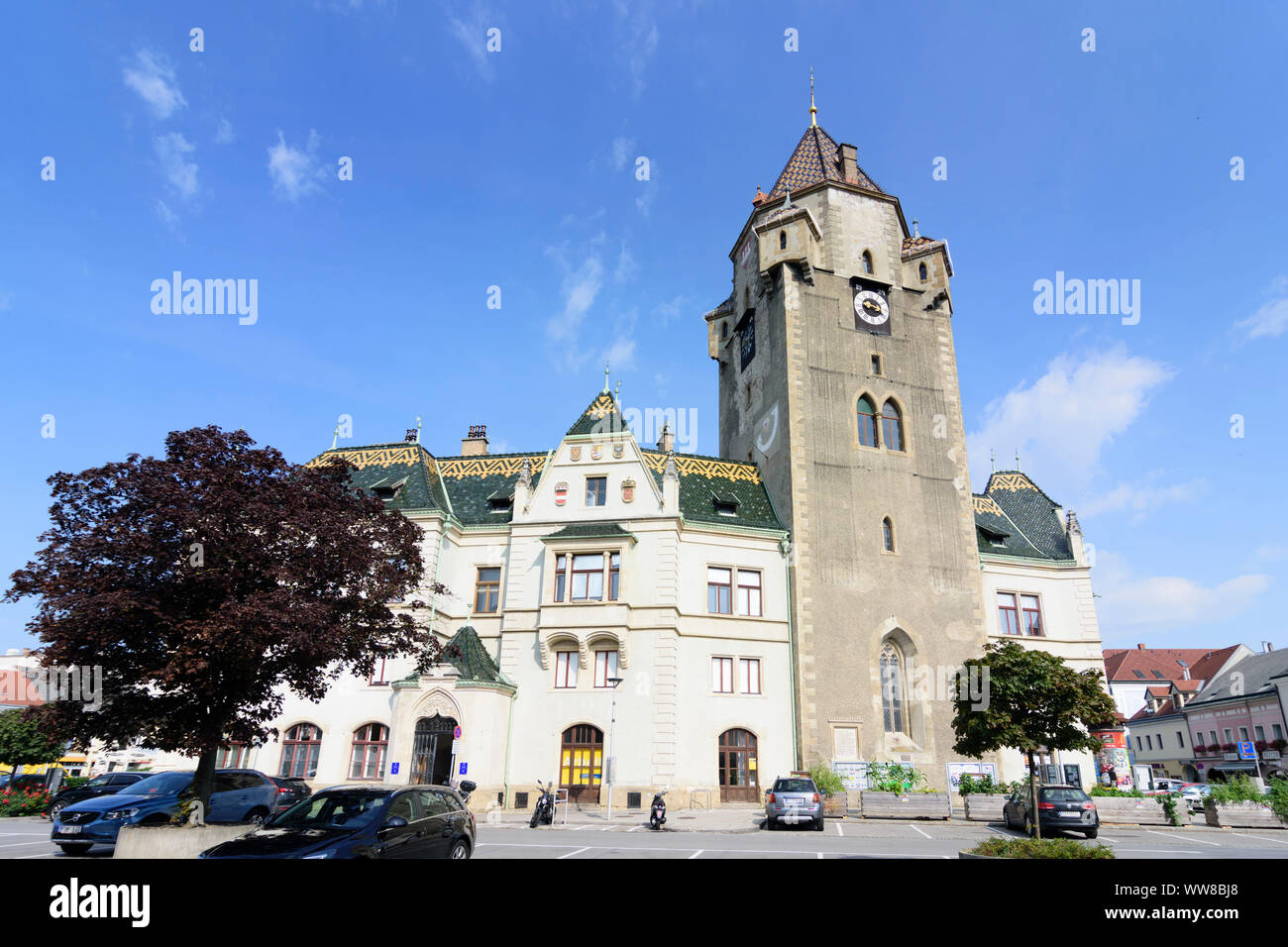 Korneuburg, Town Hall, Stadtturm (city tower), Lower Austria, Austria Stock Photo