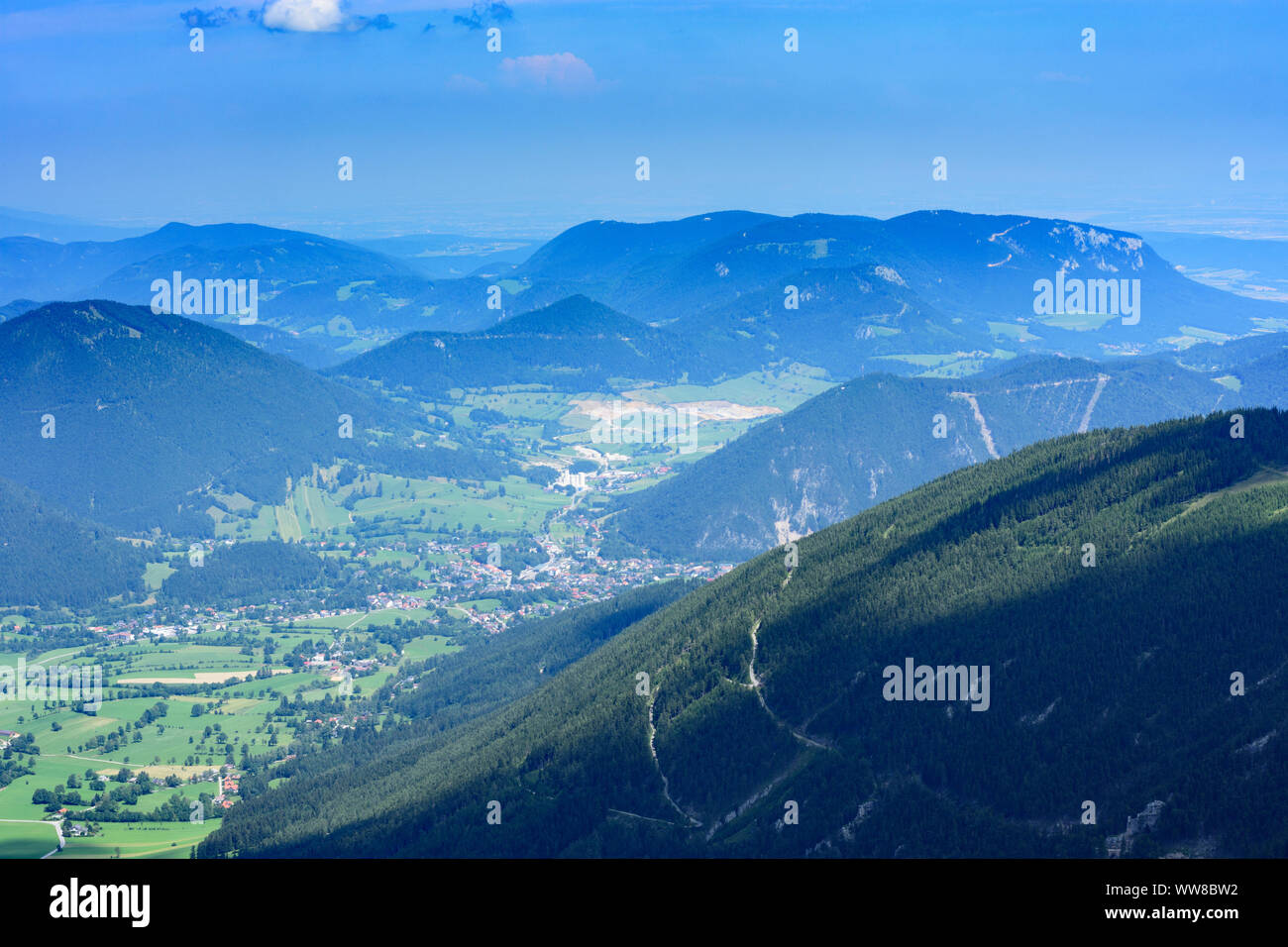 Puchberg am Schneeberg, view from mountain Schneeberg to Puchberg, Wiener Alpen (Vienna Alps), Alps, Lower Austria, Austria Stock Photo