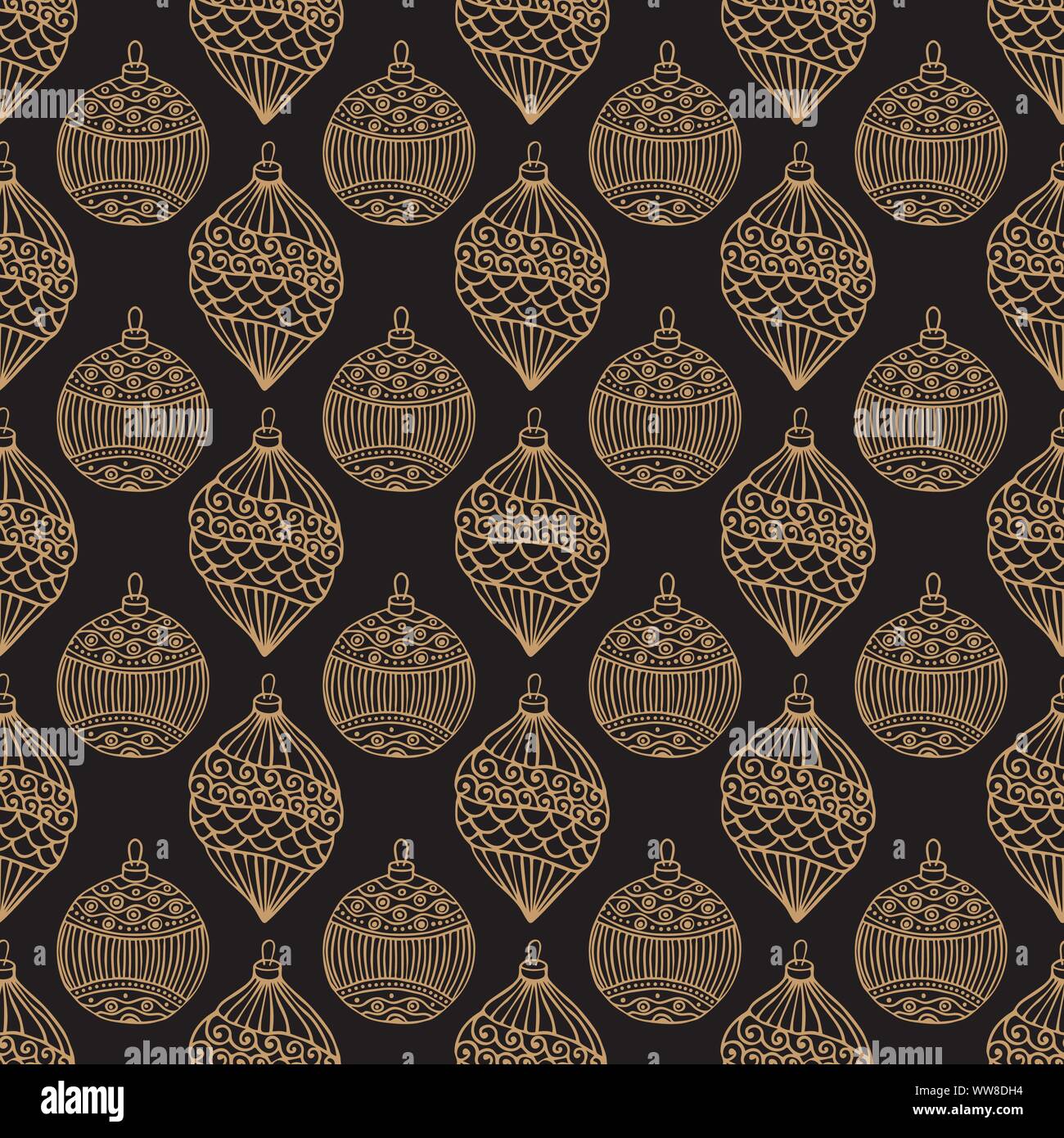 Xmas Seamless pattern with Christmas tree balls hand drawn art design vector illustration Stock Vector