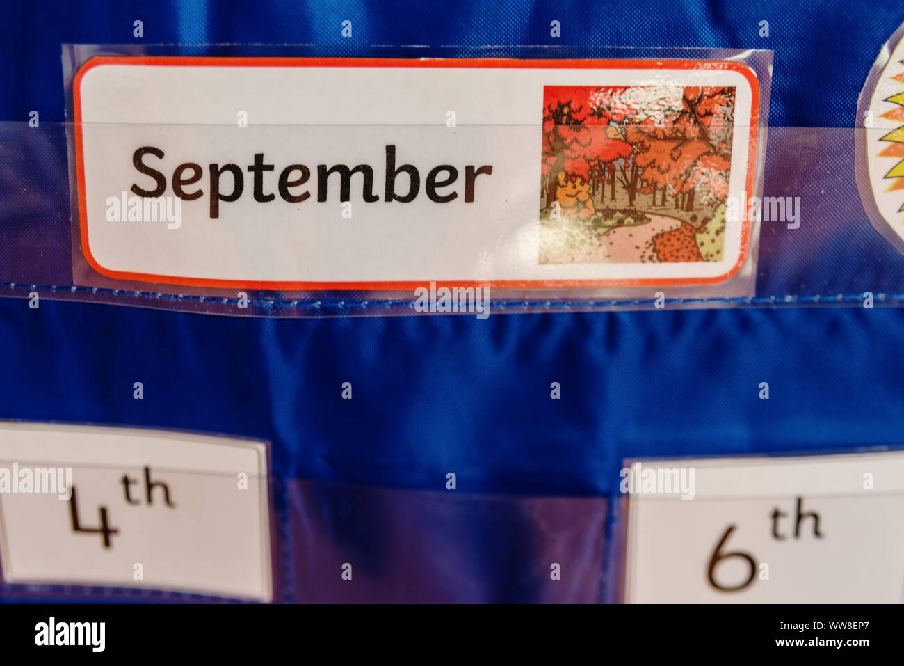 Wall calendar for children with the month of september stock photo alamy