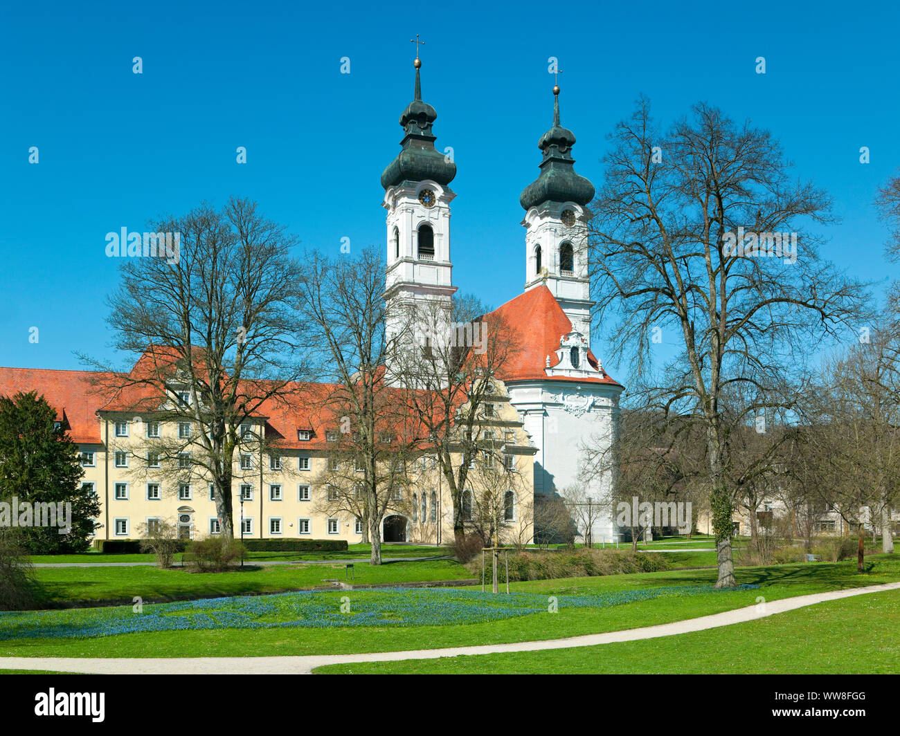 Germany, Baden-WÃ¼rttemberg, Zwiefalten, monastery church, east side, two-leaf squill Stock Photo