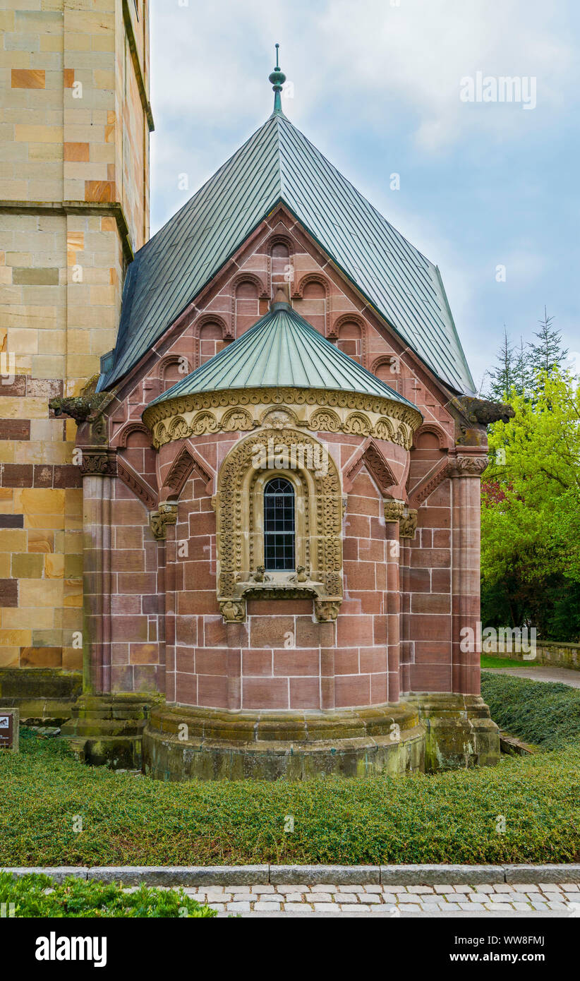 Germany, Baden-WÃ¼rttemberg, Murrhardt, Romanesque Walterich Chapel east side, east window Stock Photo