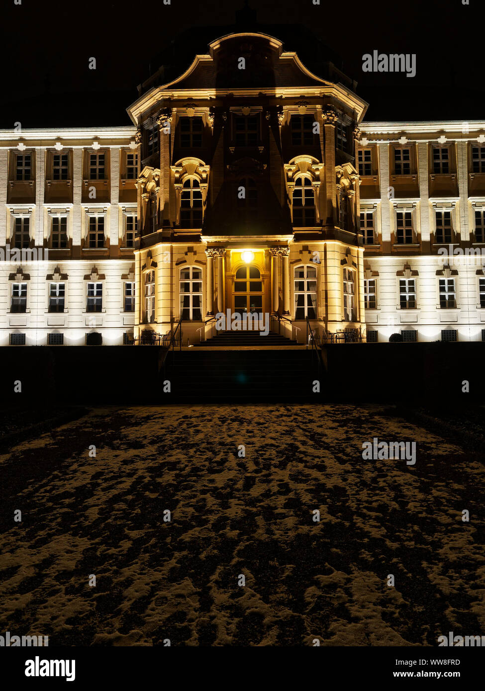 Werneck Castle and Castle Park at night, district Schweinfurt, Lower