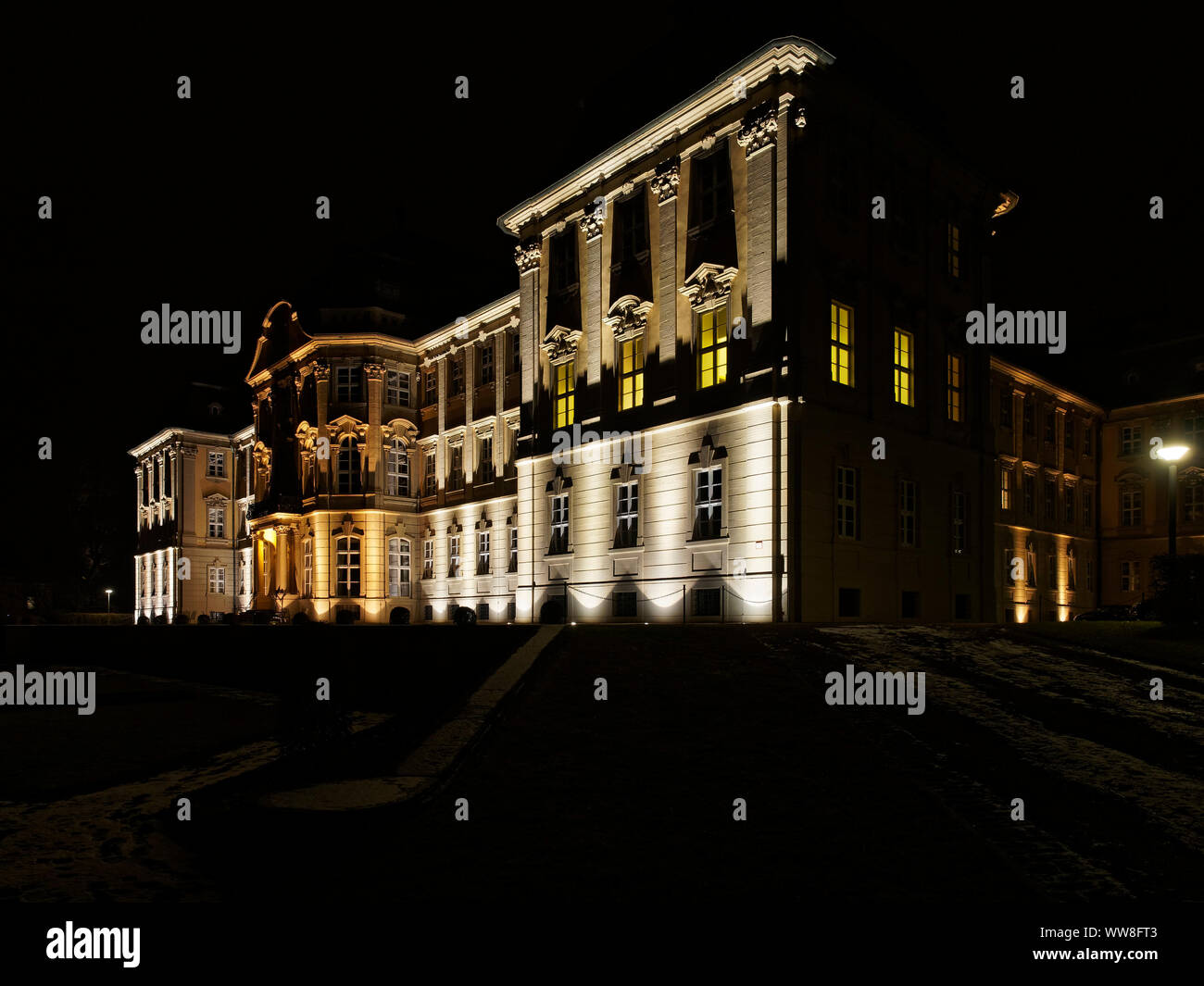 Werneck Castle and Castle Park at night, district Schweinfurt, Lower