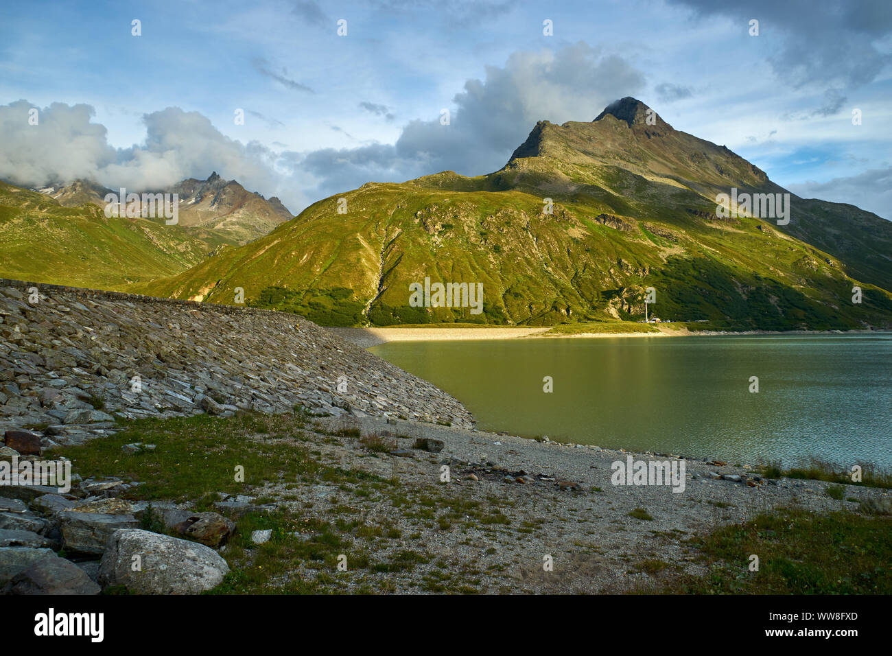 Evening atmosphere over the Silvretta Group in the Central Alps between Switzerland and Austria Stock Photo