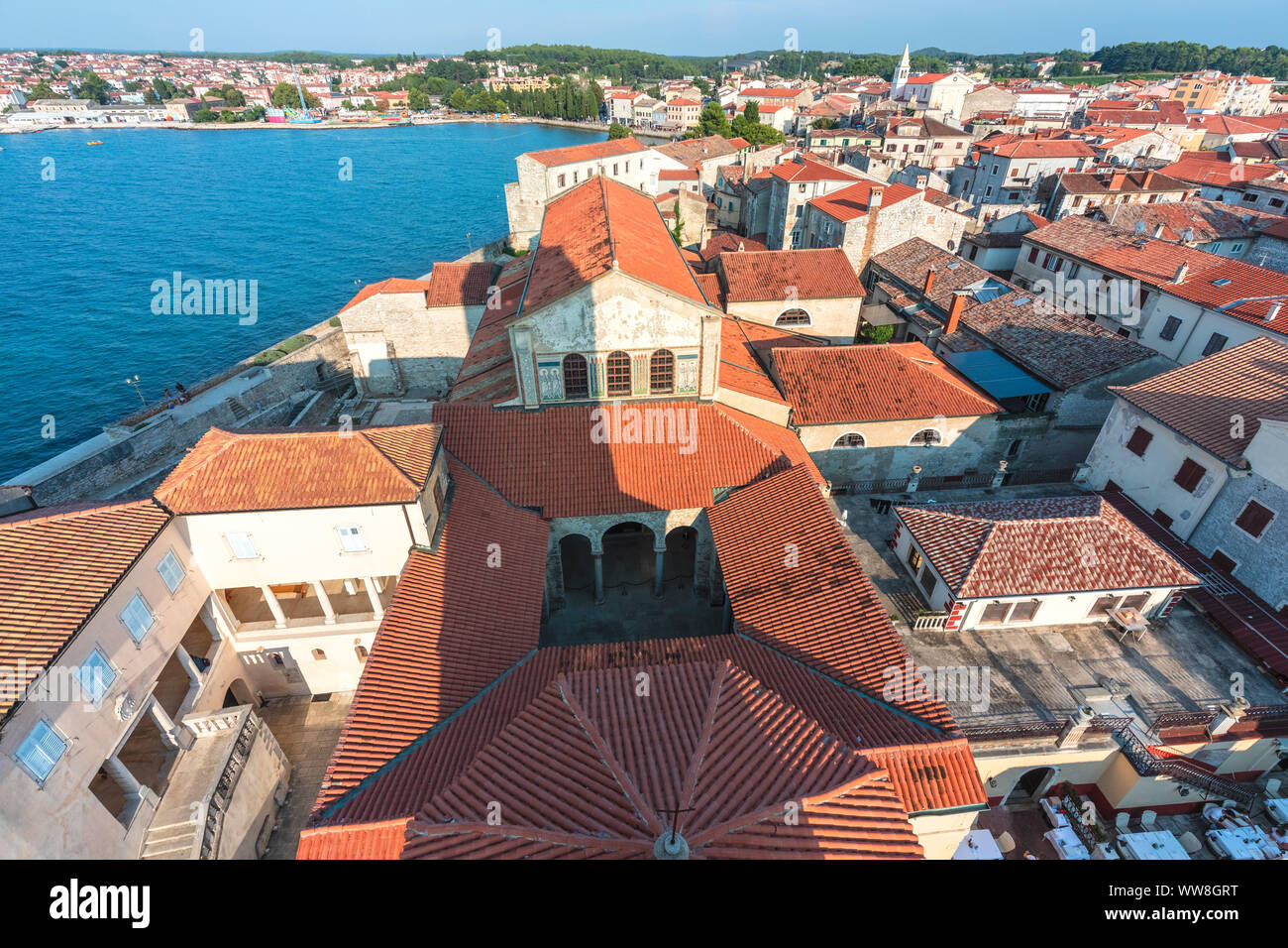 Porec - Parenzo,  elevated view of the city, unesco world heritage site, Istria, Adriatic coast, Croatia Stock Photo