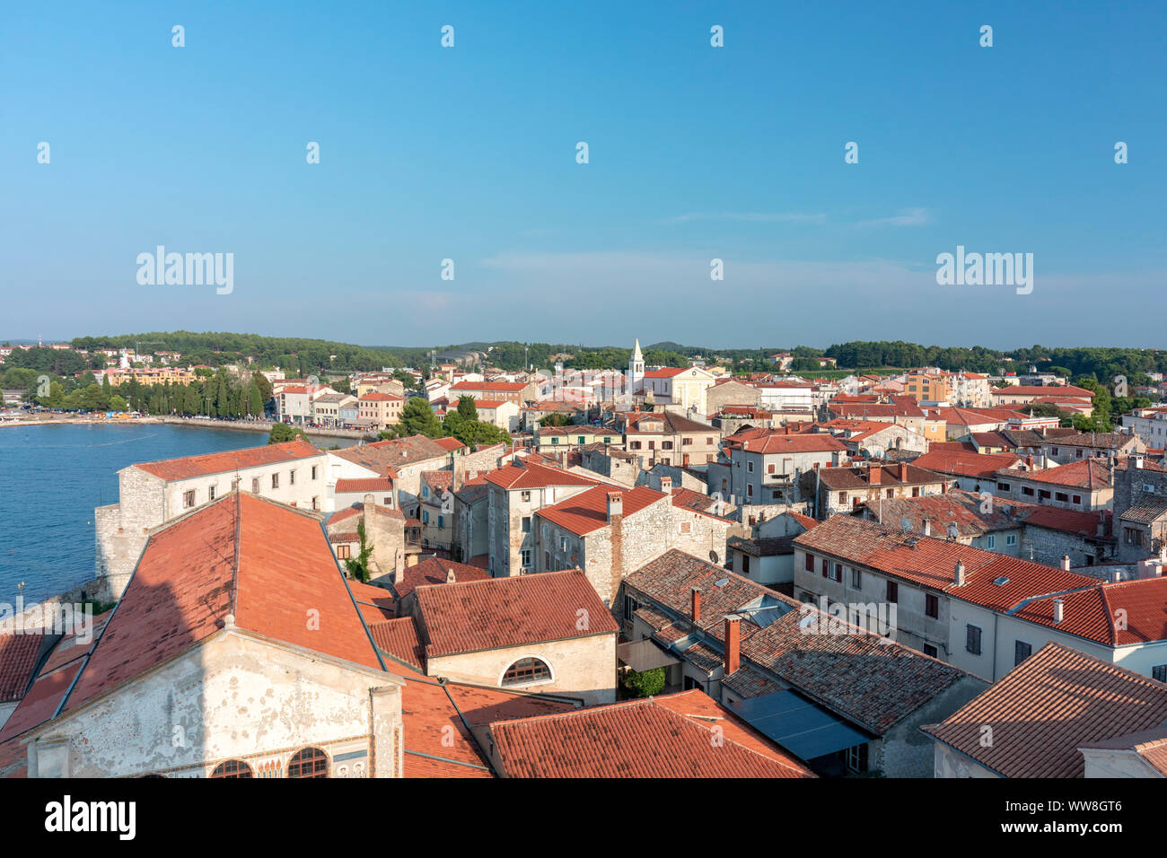Porec - Parenzo,  elevated view of the city, unesco world heritage site, Istria, Adriatic coast, Croatia Stock Photo