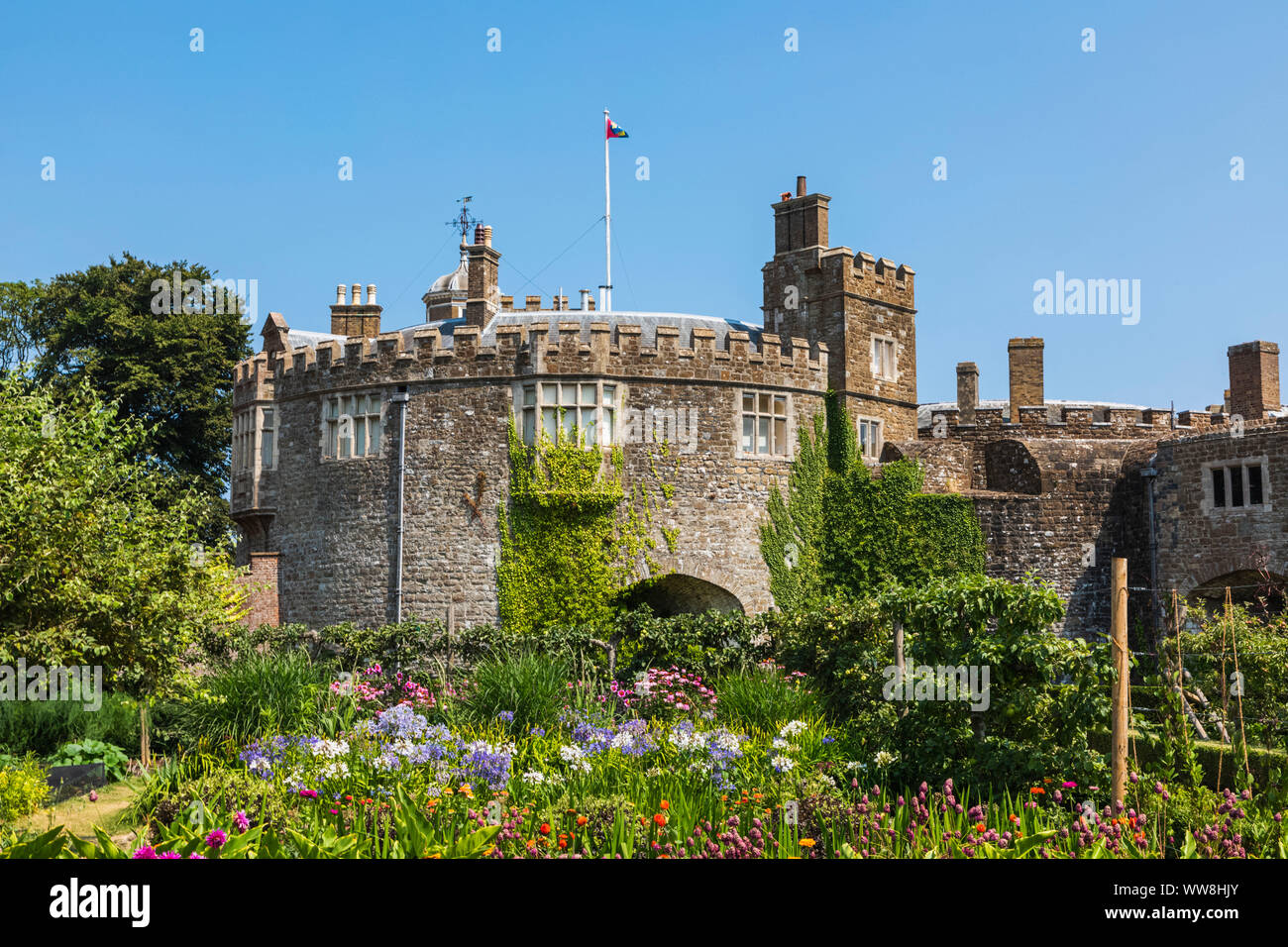 England, Kent, Walmer, Walmer Castle, The Kitchen Garden and Castle Stock Photo