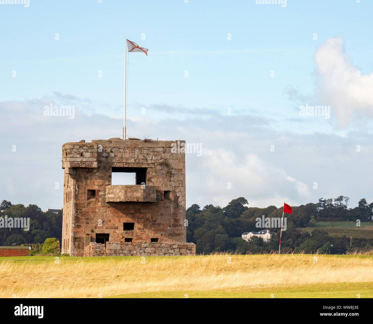 Coastal fortifications on Royal Jersey Golf Club, Channel Islands. Stock Photo