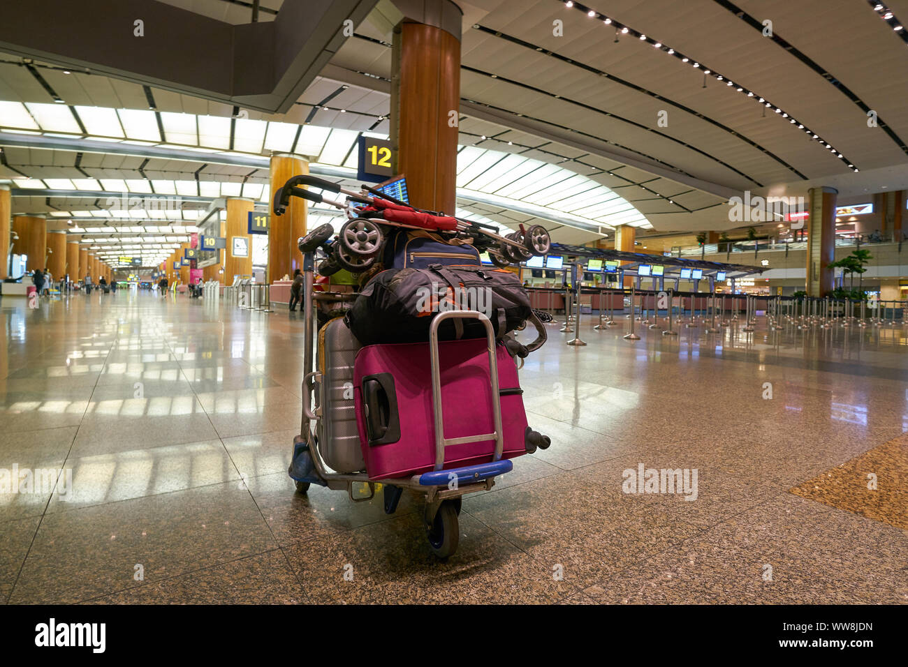 SINGAPORE CIRCA APRIL, 2019 luggage trolley seen at Terminal 2 of