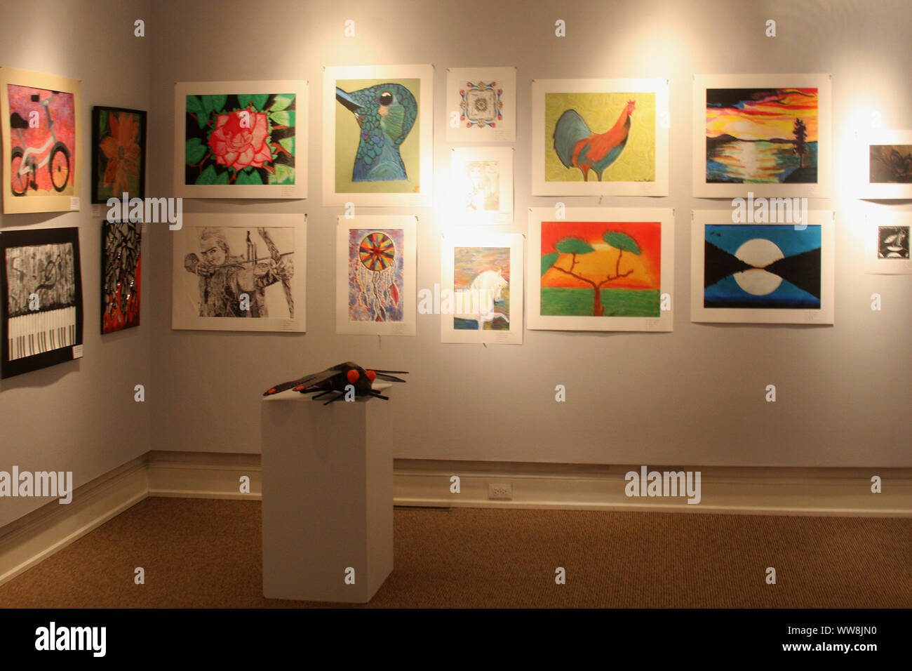 Students art displayed at 'Piedmonts Arts', art museum in Martinsville, VA, USA Stock Photo