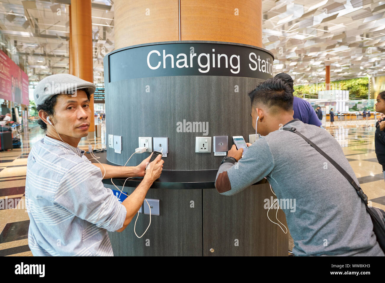 SINGAPORE CIRCA APRIL, 2019 charging station in Singapore Changi