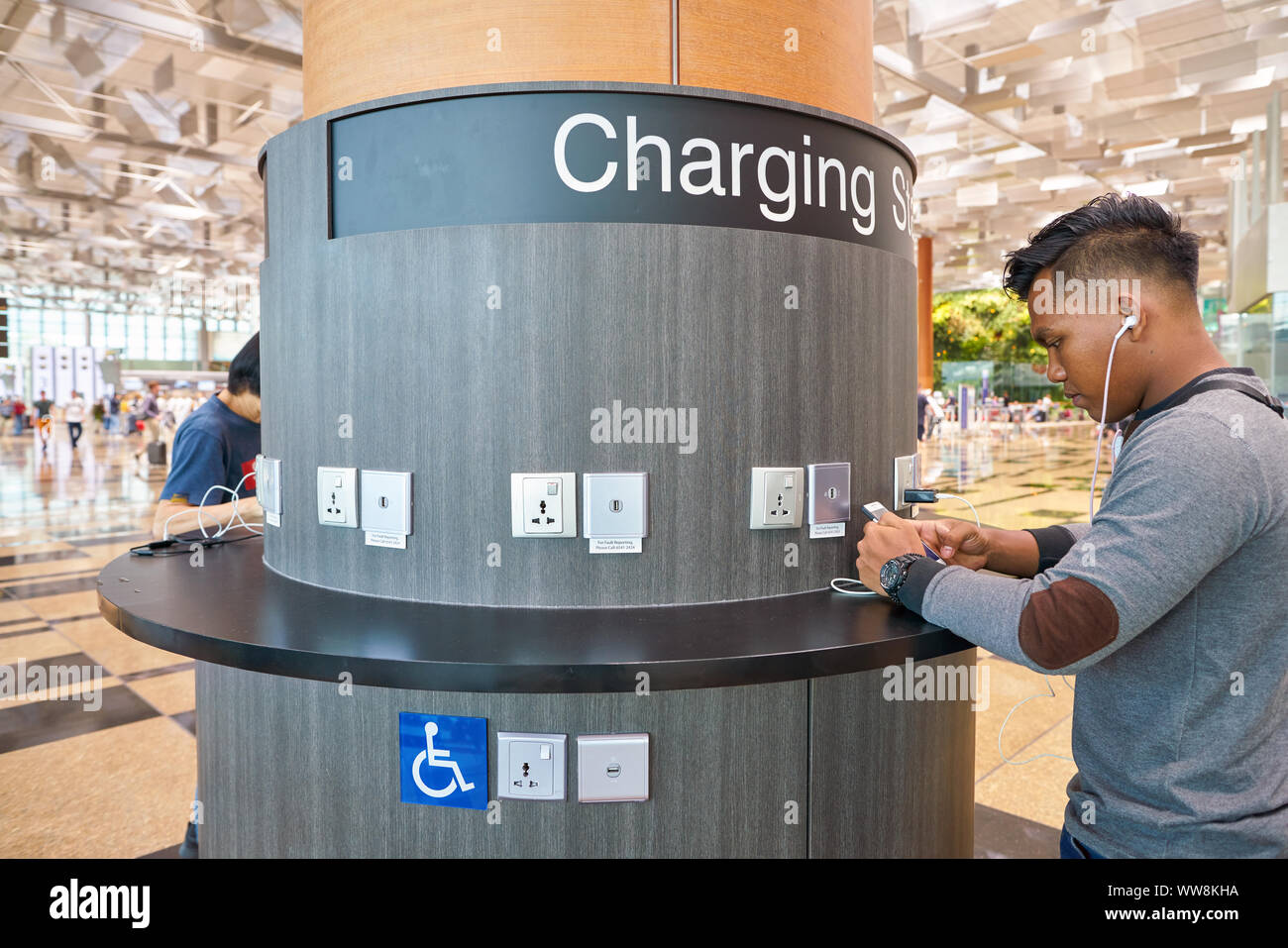 SINGAPORE CIRCA APRIL, 2019 charging station in Singapore Changi