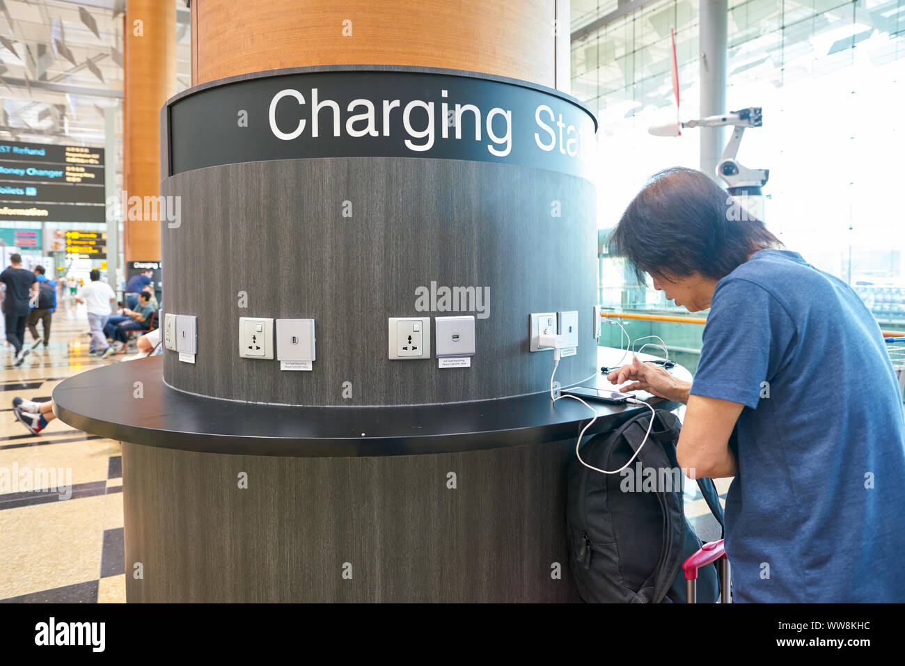 SINGAPORE CIRCA APRIL, 2019 charging station in Singapore Changi