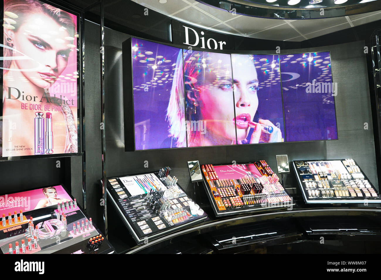 SINGAPORE CIRCA APRIL 2019 Dior cosmetics products on display at Changi International Airport Stock Photo Alamy