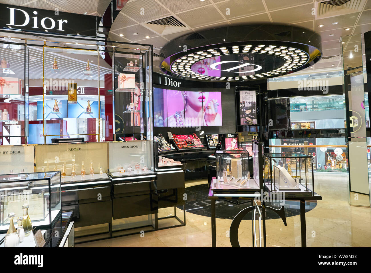 SINGAPORE - CIRCA APRIL, 2019: Dior products on display at Changi ...