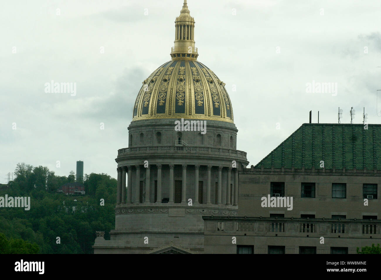 The golden dome of the West Virginia State Capitol in Charleston, WV, USA Stock Photo