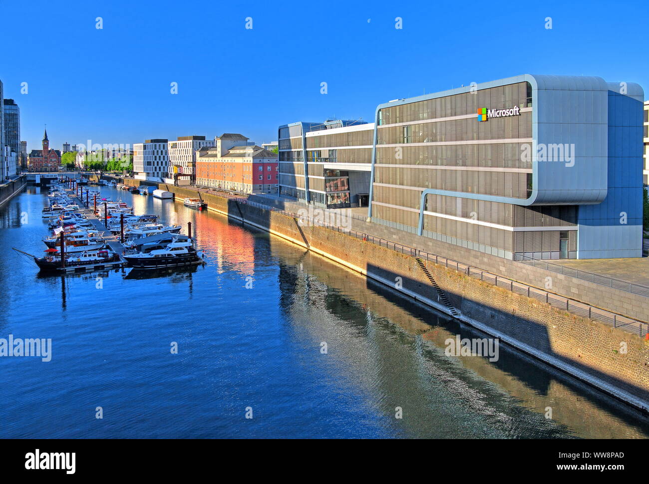 Microsoft building at Rheinauhafen, Cologne, North Rhine-Westphalia, West Germany, Germany Stock Photo