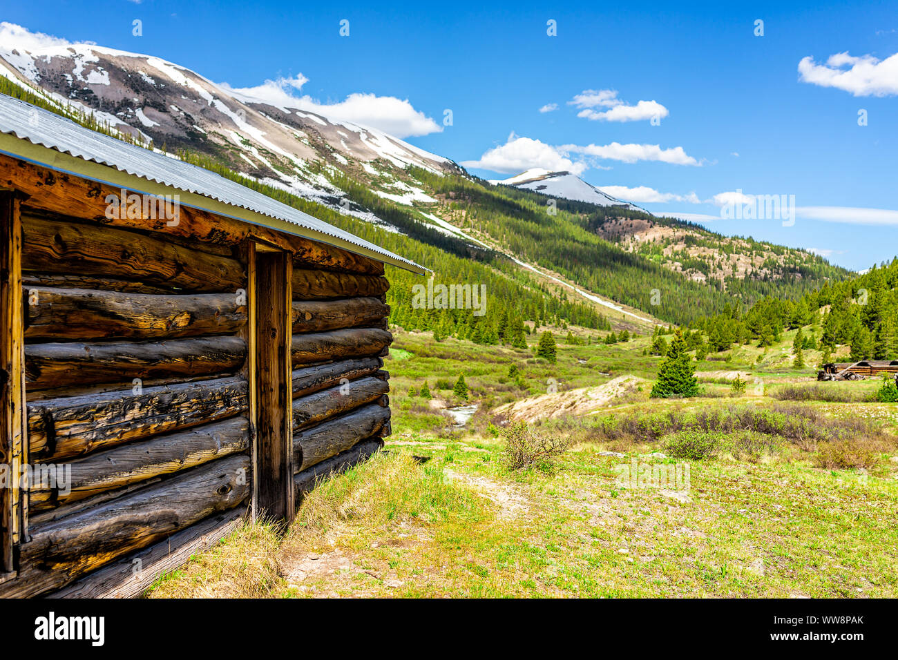 Independence Pass mining townsite wooden cabin in White River National