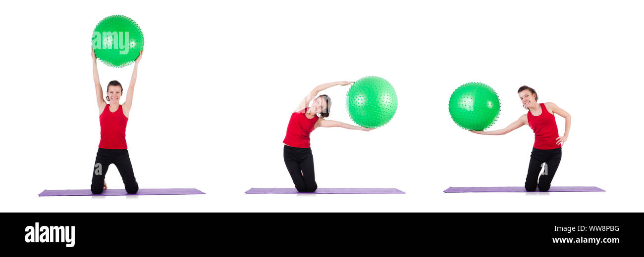 The young woman exercising with swiss ball Stock Photo - Alamy
