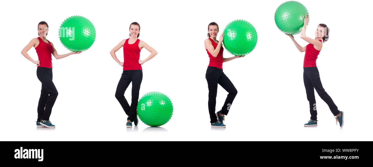 The young woman exercising with swiss ball Stock Photo - Alamy