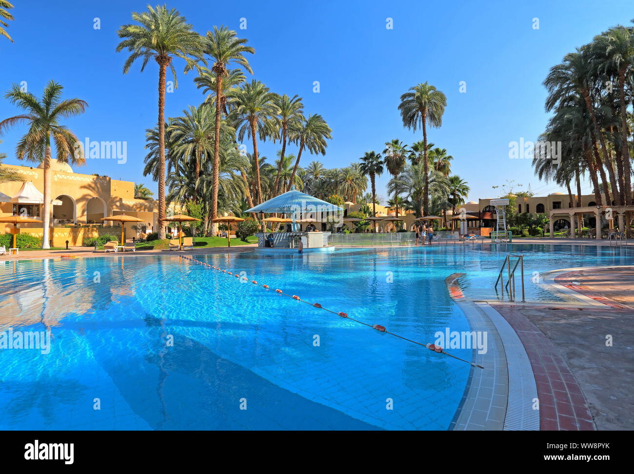 Swimming pool facilities of Mercure Hotel, Karnak near Luxor, Upper Egypt, Egypt Stock Photo