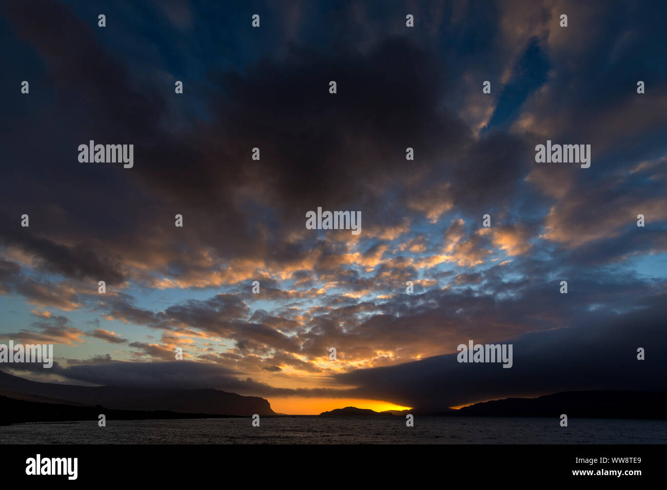 Sunset over Loch na Keal, Isle of Mull, Scotland, UK Stock Photo