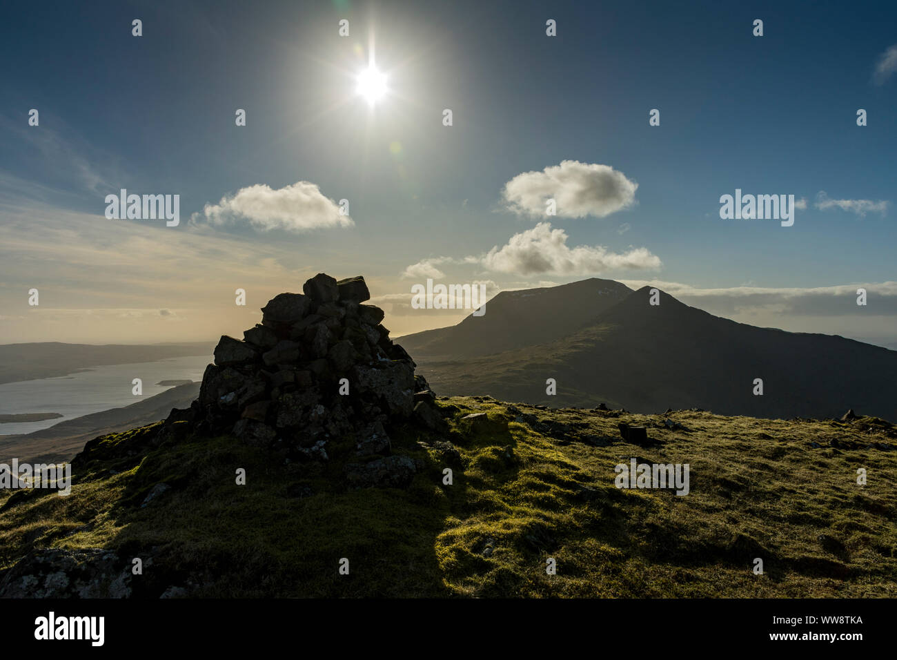 The peaks of Ben More and A' Chìoch from the summit of Cruachan Dearg, Isle of Mull, Scotland, UK Stock Photo