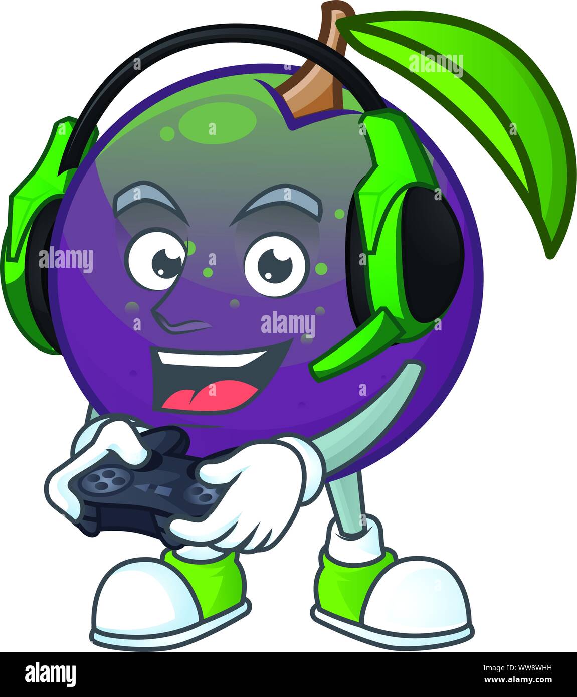 Gaming star apple cartoon character with mascot Stock Vector Image ...