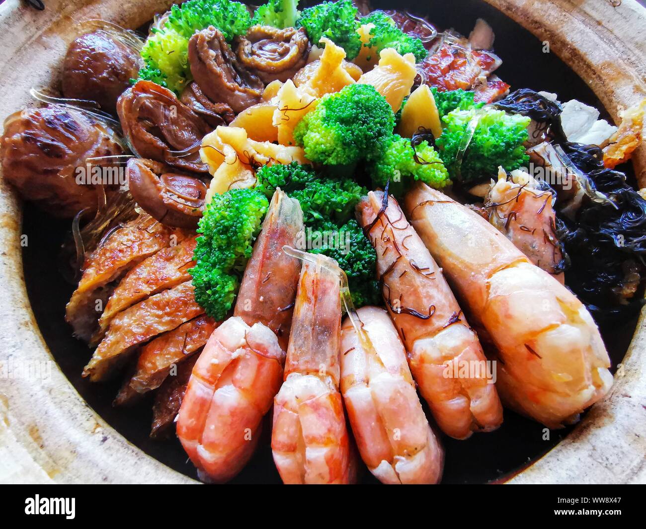 Chinese new year dish 'Pun Choy' delicious dish with tasty and expensive ingredients Stock Photo