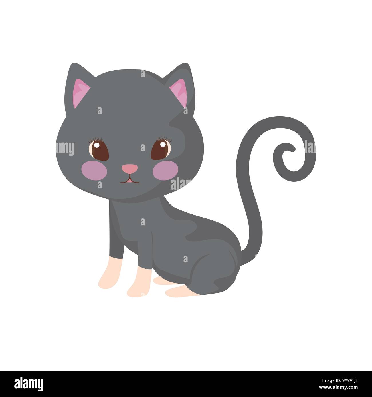 cute black cat on white background vector illustration design Stock ...
