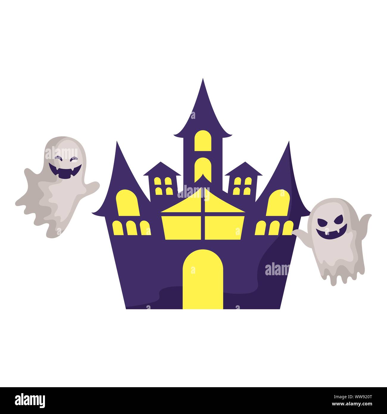 scary halloween castle on white background vector illustration design ...