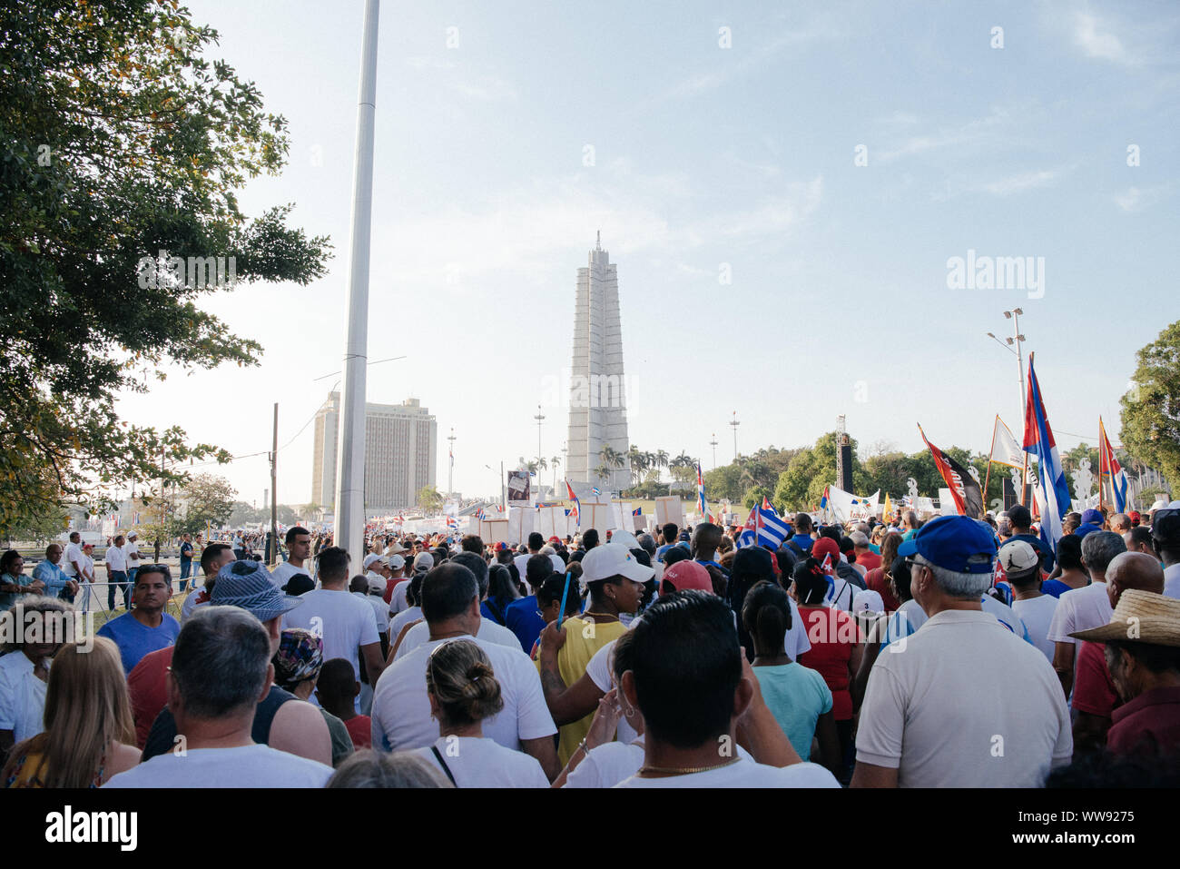 The Havana Cuba march in support of International Worker's Day in 2018. Stock Photo
