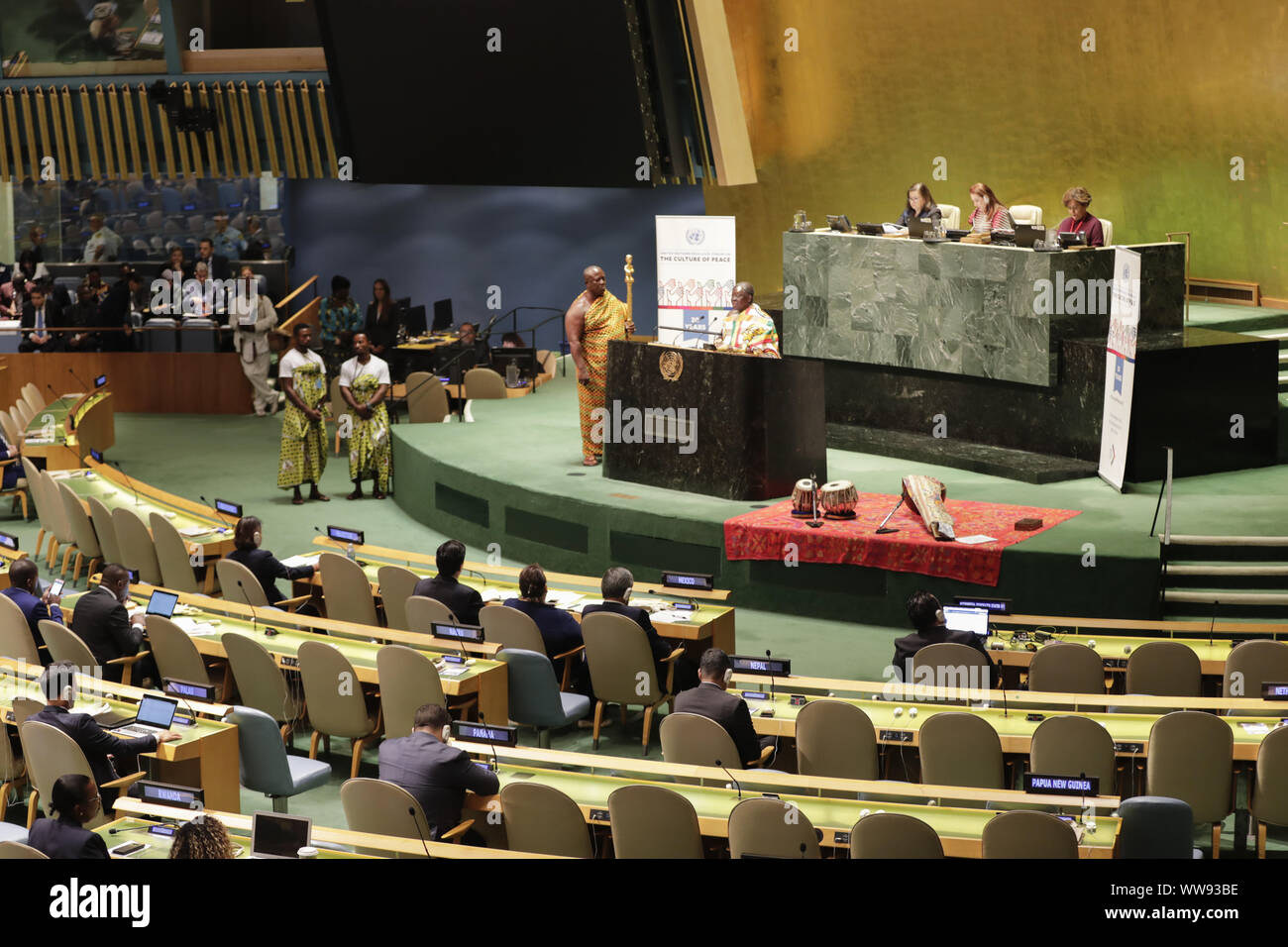 New York, NY, USA. 13th Sep, 2019. United Nations, New York, USA, September 13, 2019 - Otumfuo Osei Tutu II, ''Asantehene'', King of the Ashanti Kingdom of the Republic of Ghana Speaks at UN General Assembly today at the UN Headquarters in New York.Photo: Luiz Rampelotto/EuropaNewswire.PHOTO CREDIT MANDATORY. Credit: Luiz Rampelotto/ZUMA Wire/Alamy Live News Stock Photo