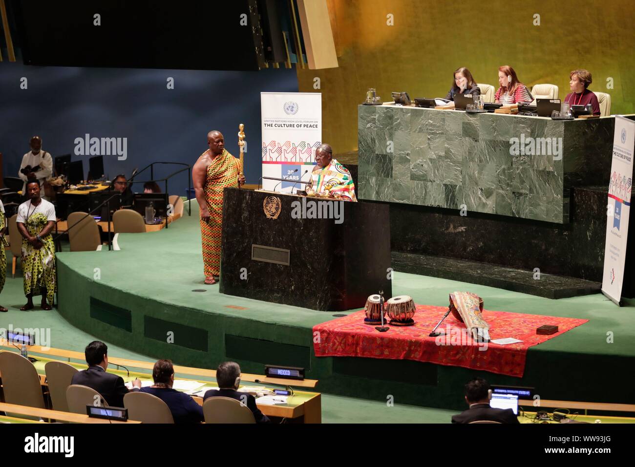 United Nations, New York, USA, September 13, 2019 - Otumfuo Osei Tutu II, 'Asantehene', King of the Ashanti Kingdom of the Republic of Ghana Speaks at UN General Assembly today at the UN Headquarters in New York.Photo: Luiz Rampelotto/EuropaNewswire PHOTO CREDIT MANDATORY. | usage worldwide Stock Photo