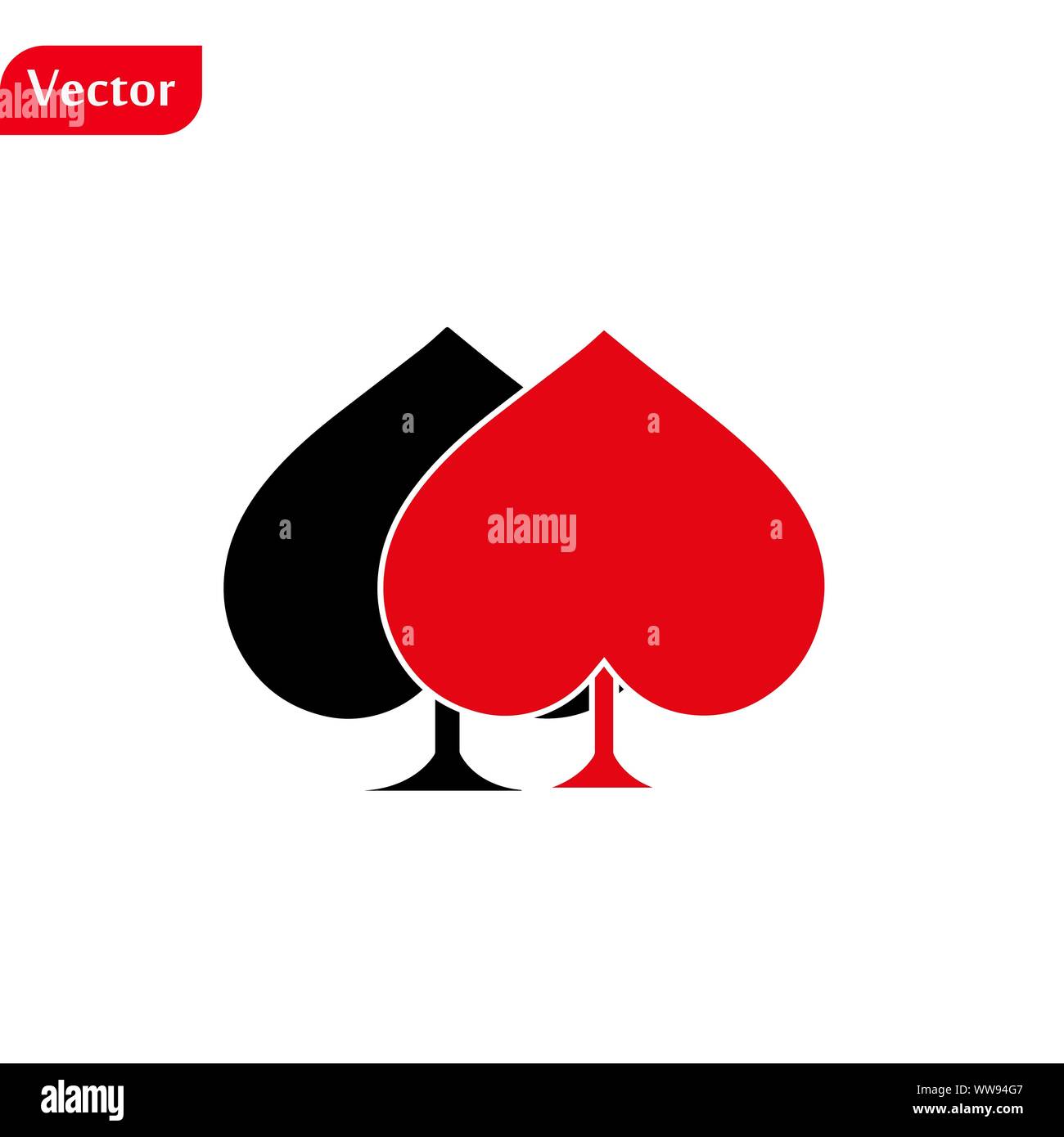 Red and black spade icon. Playing card vector on white background ...