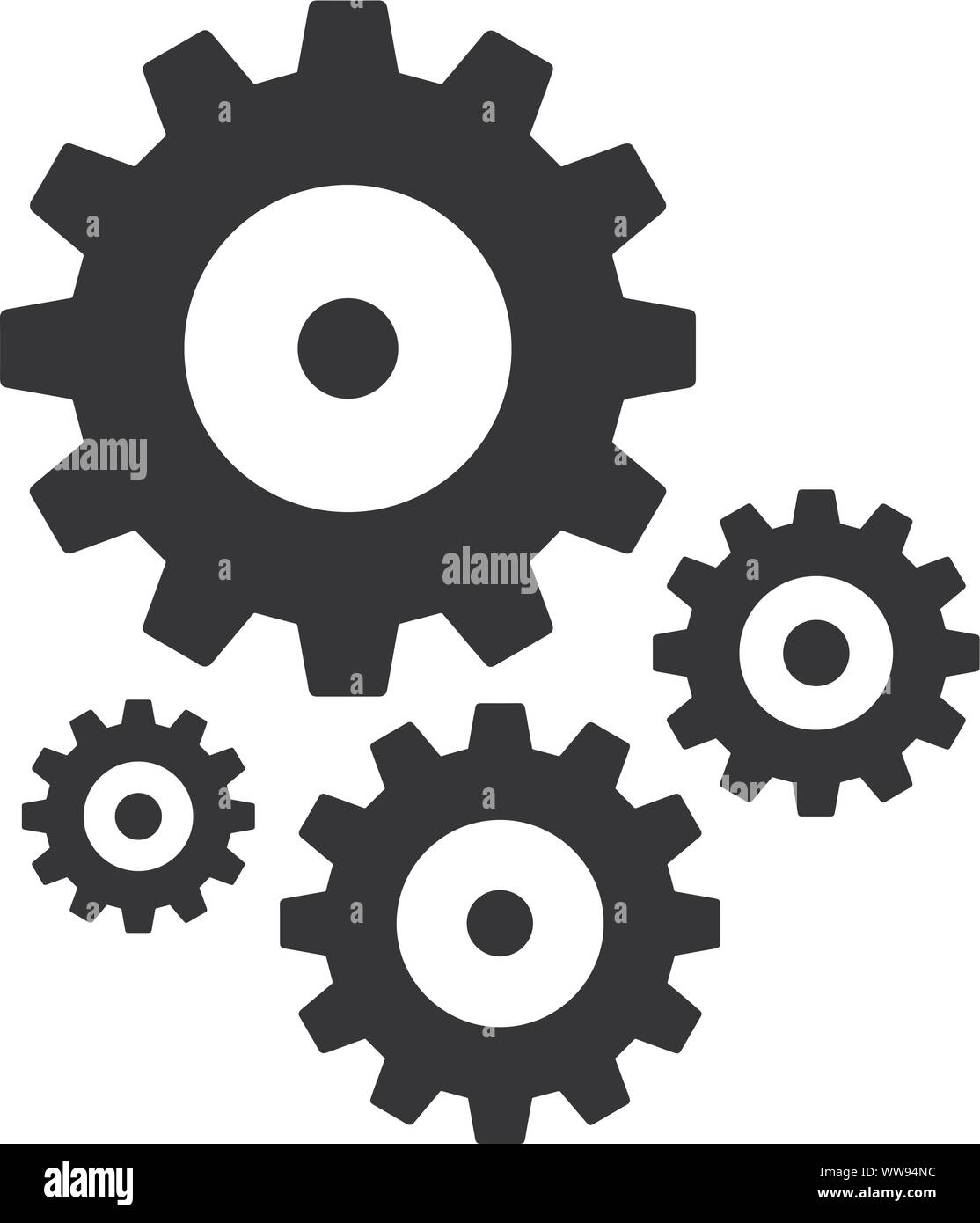 Gears and cogs vector illustration in black and white styles Stock Vector