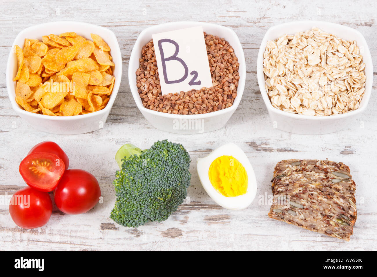 Ingredients containing vitamin B2 and dietary fiber, natural sources of