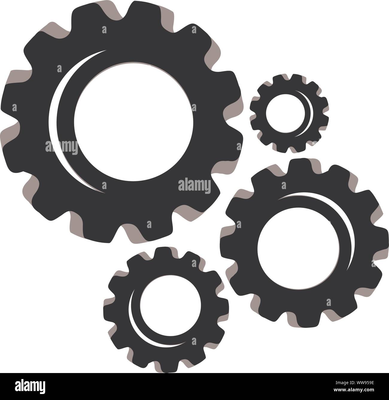 Gears and cogs vector illustration in black and white styles Stock Vector
