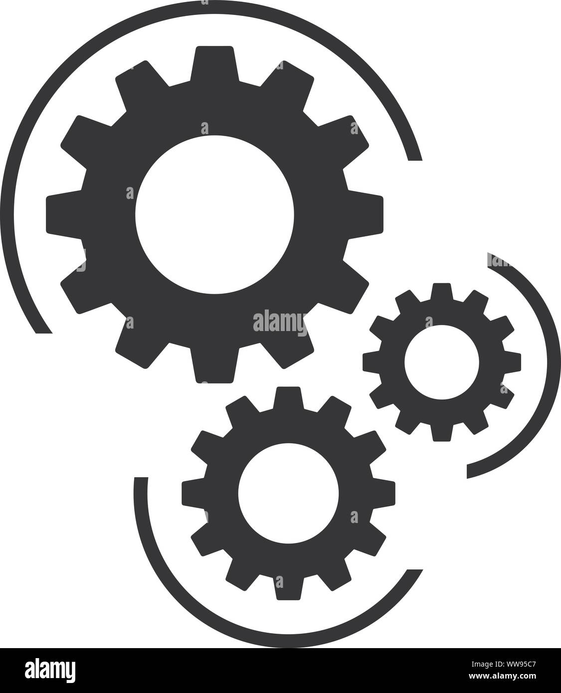 Gears and cogs vector illustration in black and white styles Stock Vector