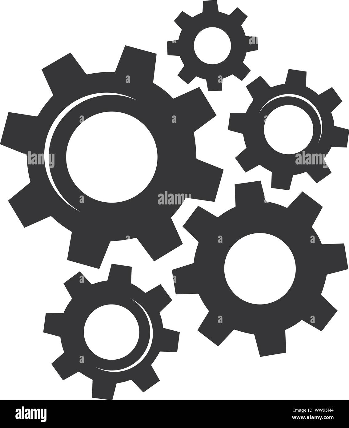 Gears and cogs vector illustration in black and white styles Stock Vector
