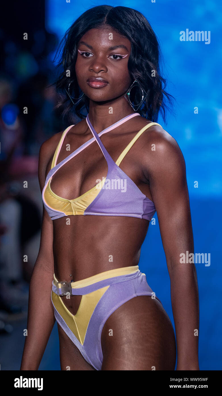 New York, NY - September 11, 2019: Model walks runway for Mery Playa  swimsuit collection by Mery Racauchi and Sofia Resing during Style 360 show  at Metropolitan West Stock Photo - Alamy