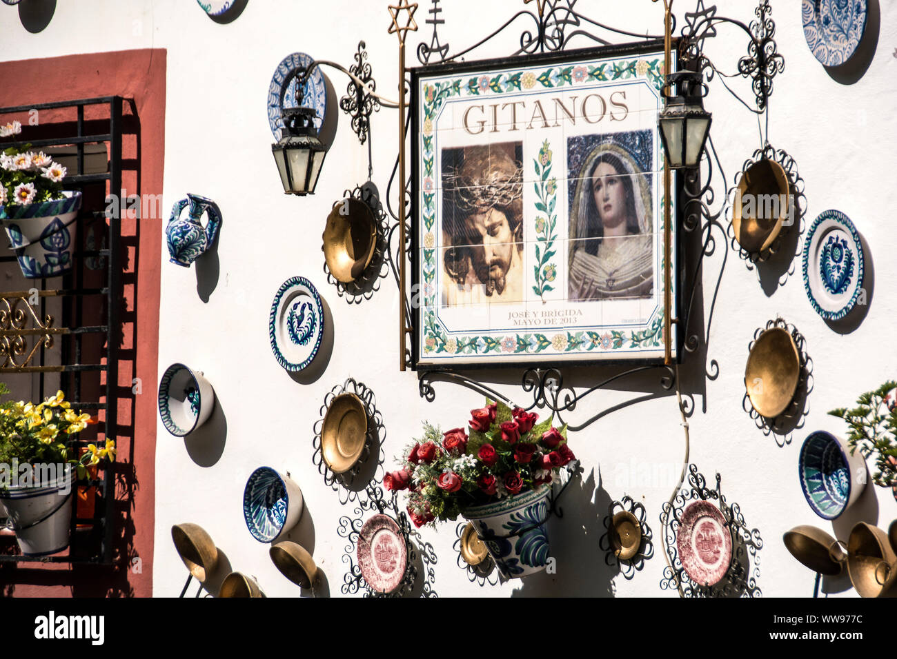Gitano's Restaurant in Granada, Spain; famous for its plate covered walls. Stock Photo