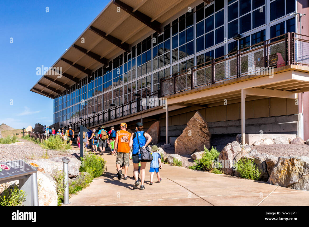 Jensen, USA July 23, 2019 Exterior Quarry visitor center exhibit