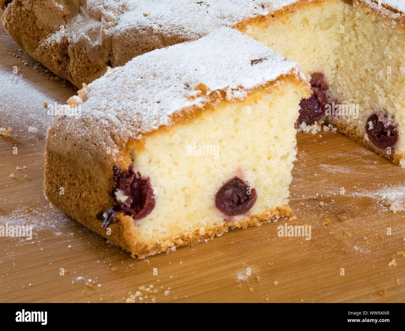 Traditional hungarian cherry cake on wooden board Stock Photo Alamy