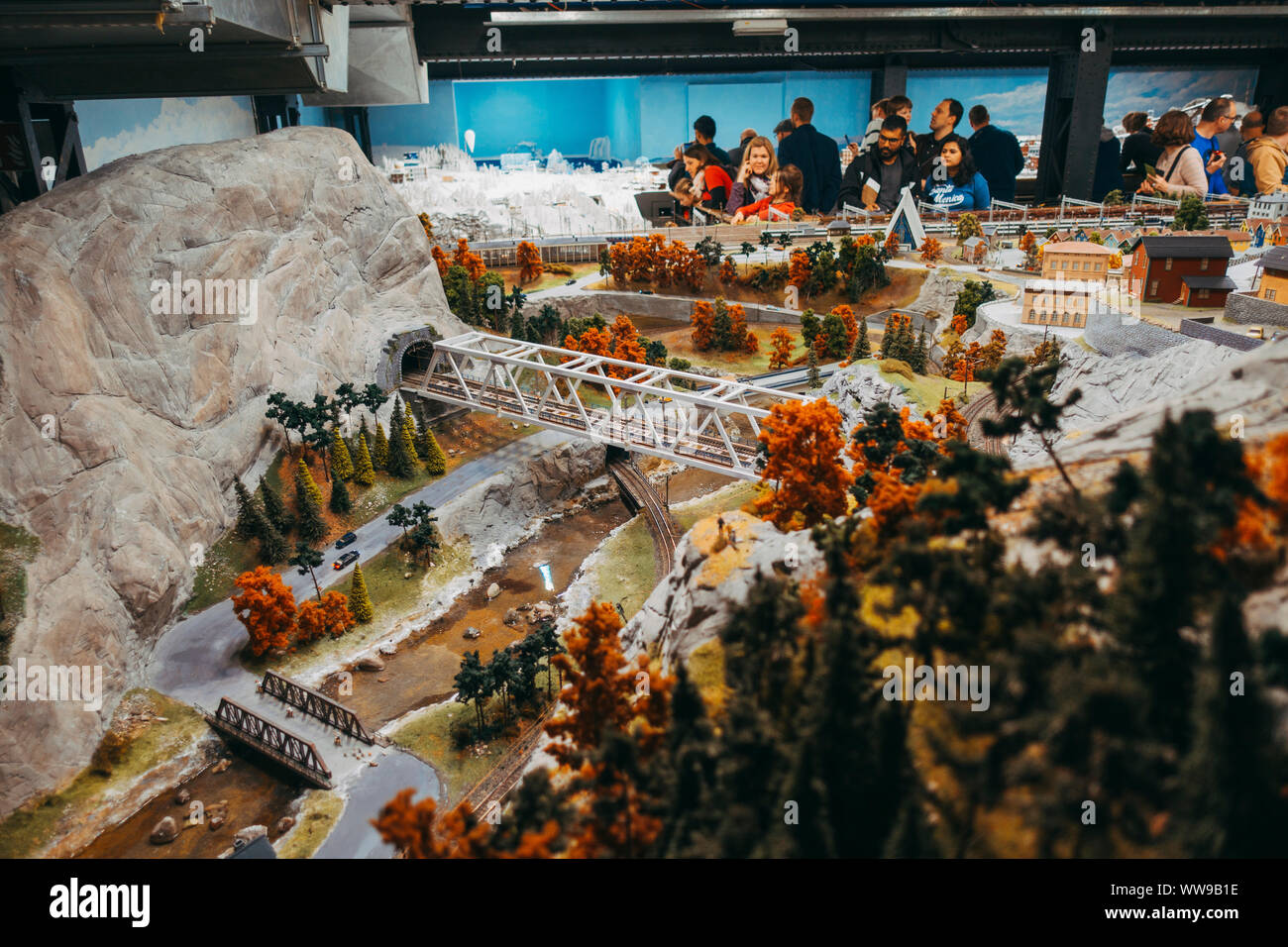 Autumn falls on a scale model of a canyon at Miniatur Wunderland, Hamburg Stock Photo