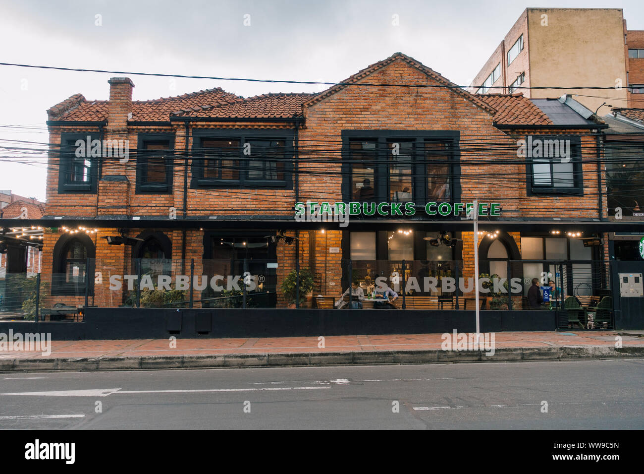 a modern Starbucks Reserve branch in Bogota's upmarket Zona G, Colombia - offering a more artisanal, luxurious feel than a regular branch. Stock Photo