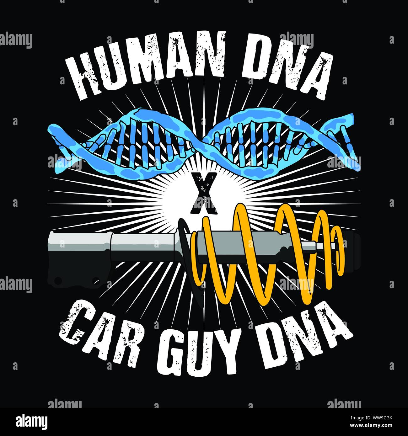 Trendy Fanatic Car T Shirt Quote and Slogan. Car Guy DNA. Stock Vector