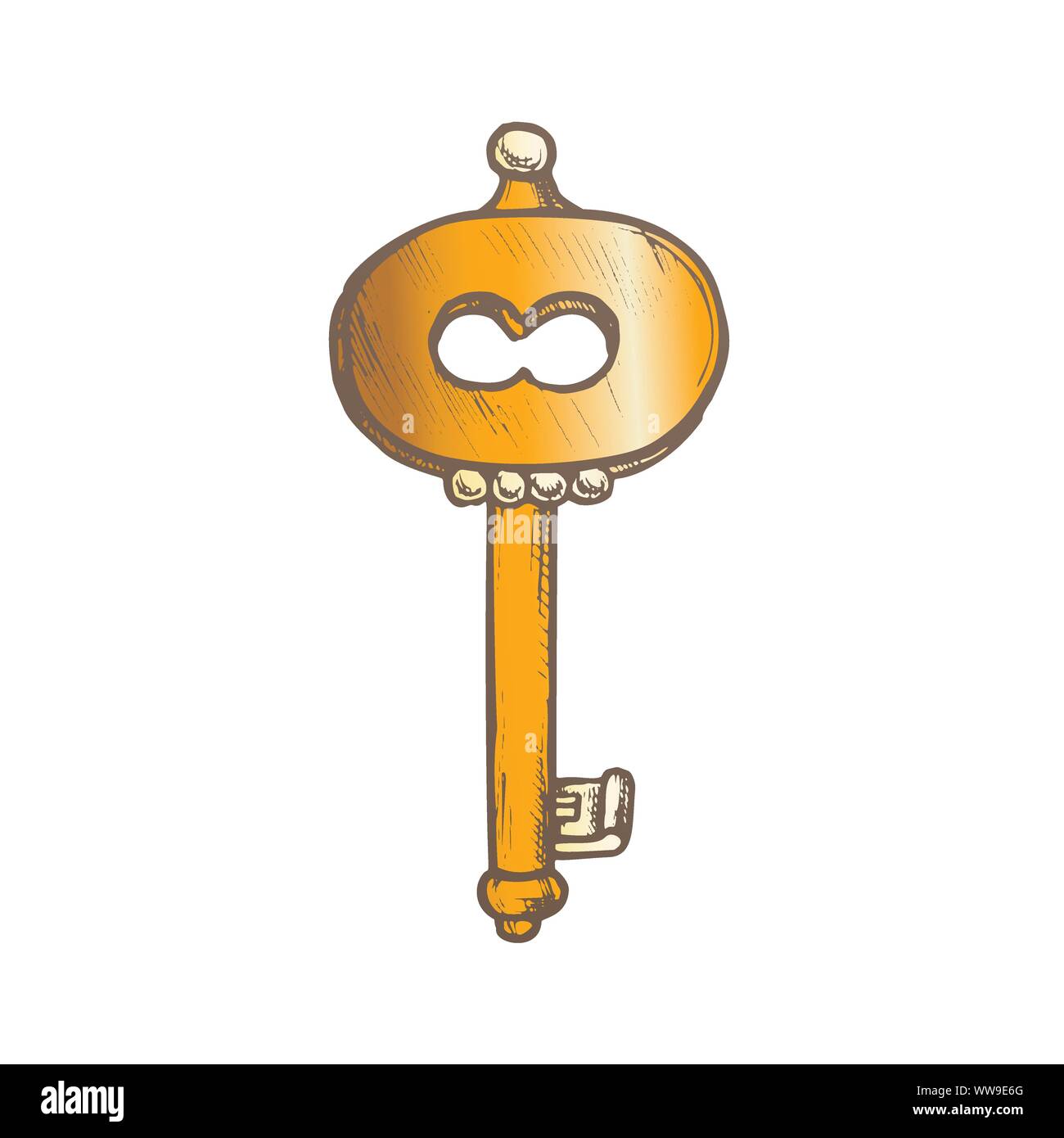 Key Ethnic Access Device Color Ink Hand Drawn Vector Stock Vector Image ...