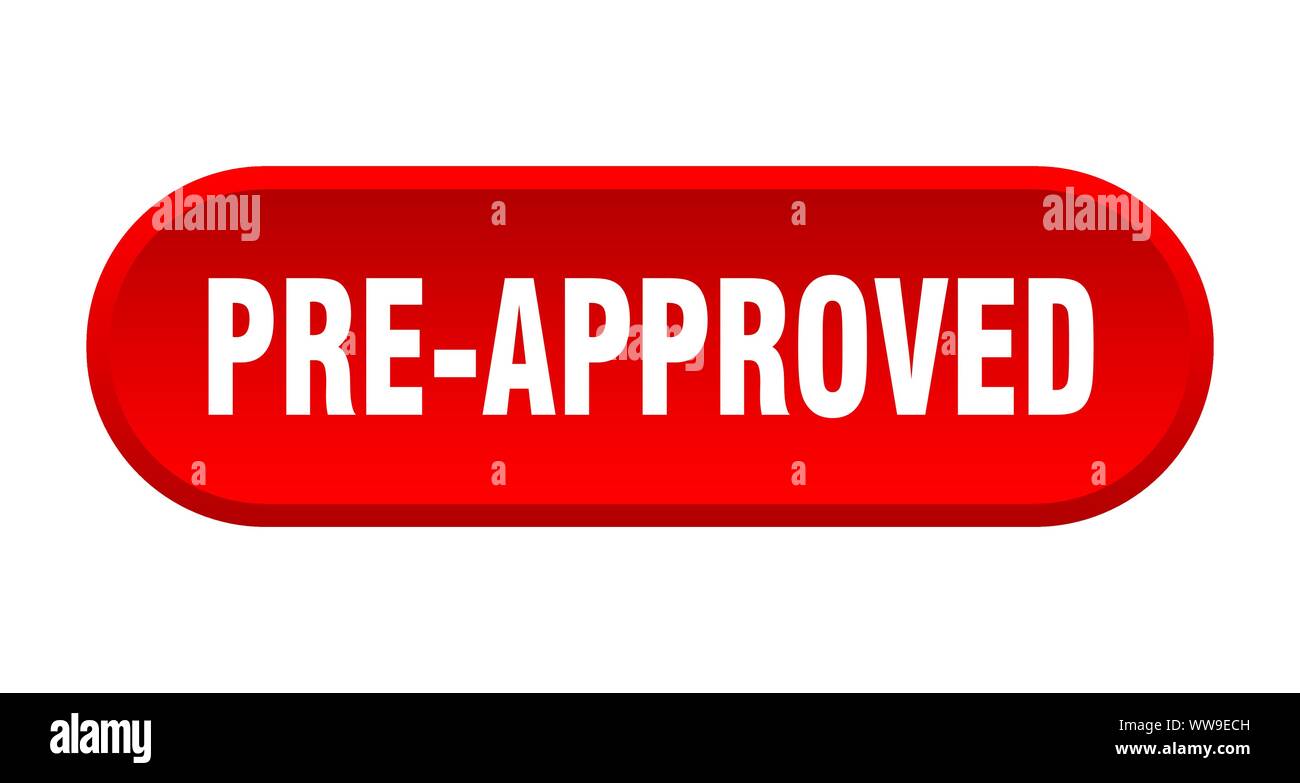 pre-approved button. pre-approved rounded red sign. pre-approved Stock Vector